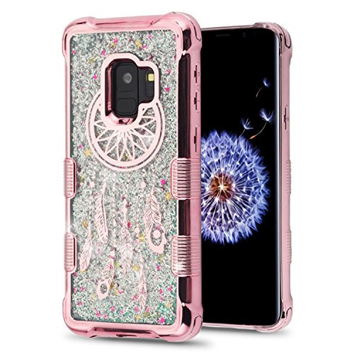 MyBat Cell Phone Case Samsung Galaxy S9 - Rose Gold Dreamcatcher/Silver Sparkles
