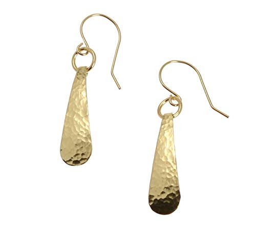 Mini Hammered Nu Gold Brass Tear Drop Earrings