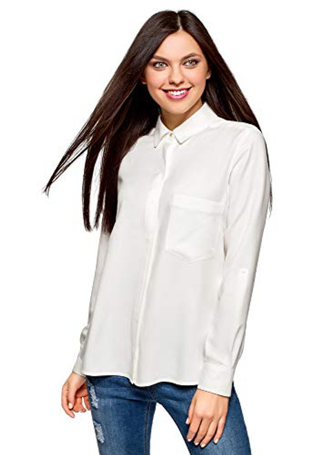 oodji Ultra Womens Viscose Blouse with Chest Pocket White 6