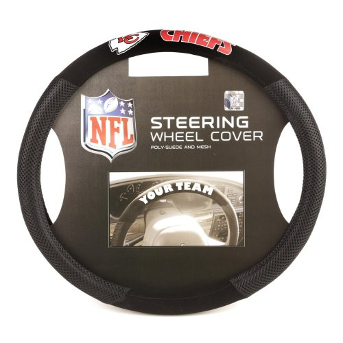 Fremont Die NFL Kansas City Chiefs Poly-Suede Steering Wheel Cover Fits Most Standard Size Steering Wheels BlackTeam Colors Fremont Die NFL Kansas City Chiefs Poly-Suede Steering Wheel Cover Fits Most Standard Size Steering Wheels BlackTeam Colors