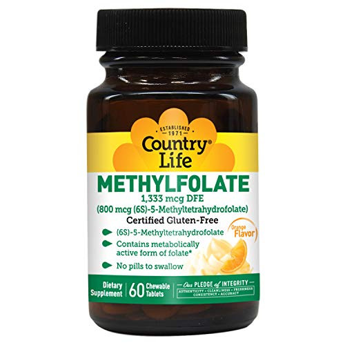 Country Life Methyl Folate 800 mcg Lozenges 60 Count
