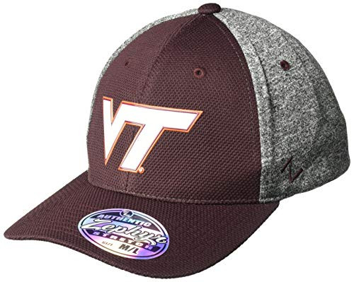 NCAA Zephyr Virginia Tech Hokies Mens Insignia Platinum Logo Snapback Hat MediumLarge Team ColorHeather Gray