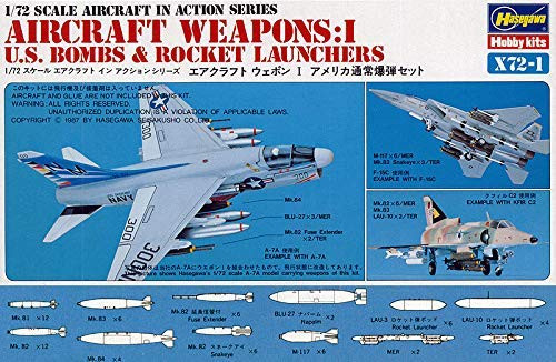 Hasegawa 172 Scale US Aircraft Weapons I US Bombs   Rocker Launchers - Plastic Model Building Kit 35001
