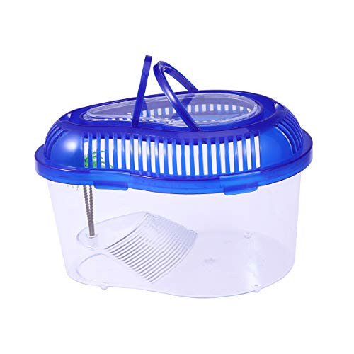 POPETPOP Small Turtle Tank-Turtle Container Reptile Carrier with Cover and Handle-Above Tank BaskingSmall