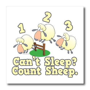 3dRose ht-106915-1 4909 Cant Sleep Count Sheep Funny Insomnia Cartoon-Iron on Heat Transfer for White Material 8 by 8-Inch