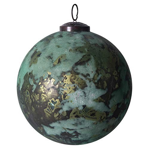 Creative Co-op Marbled Ball Glass Ornament Multicolor