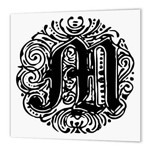 3dRose ht-14221-2 Fancy Letter M Iron on Heat Transfer Paper for White Material 6 by 6