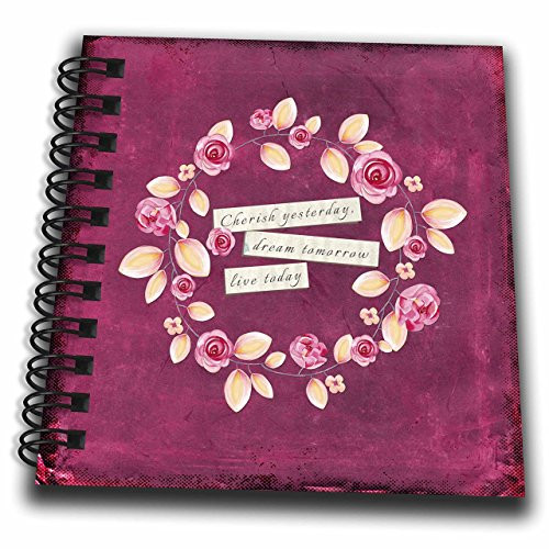 3D Rose Typography Grateful Pink Flowers Floral Vintage Shabby-Chic Mini Notepad 4 x 4