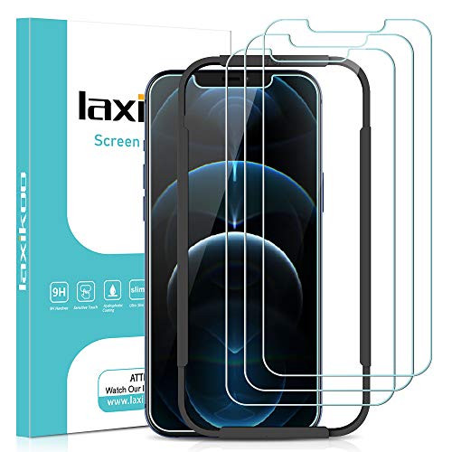 laxikoo 3 Pack Glass Screen Protector Compatible with iPhone 12 Pro Max 6_7 inch 9H Hardness Tempered Glass Film with Easy Installation Alignment Bubble Free Case-Friendly Anti Scratch HD Clarity