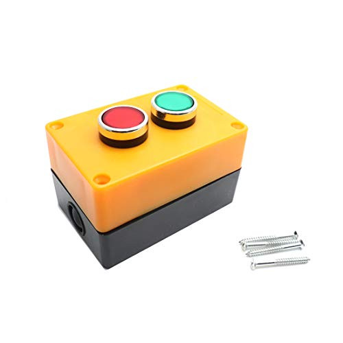ZXHAO 22mm Mount Green & Red Momentary Push Button Switch with Control Box 1set