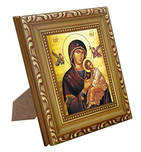 FENGMICON Our Lady of Perpetual Help and Baby Jesus with Wood Frame Christian Catholic Icon