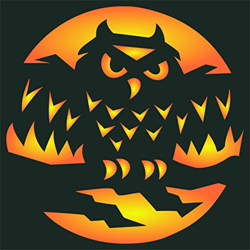 Halloween Owl Stencil 8_5 x 8_5 inch L - Scary Halloween Bird Decorative Stencils for Painting Template