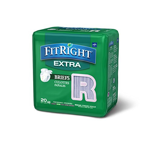 FitRight Extra Adult Briefs with Tabs Moderate Absorbency Regular 40-50 Pack of 20