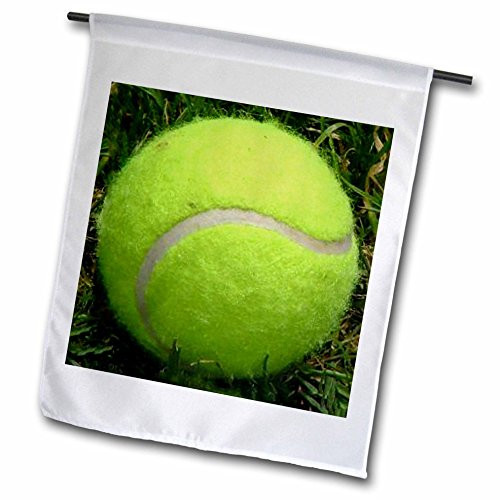3dRose fl-184358-1 Tennis Ball Photo in The Grass Garden Flag 12 by 18-Inch
