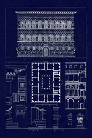 Palazzo Strozzi at Florence Blueprint Poster Print by J Buhlmann 12 x 18