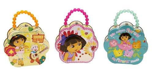 The Tin Box Company Dora the Explorer Flower Shape Carry-All with Beaded Handle