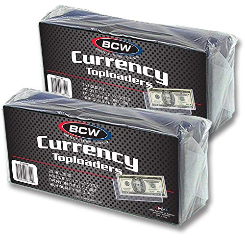 BCW Currency Topload Holder for Regular Bills Clear 50-Count