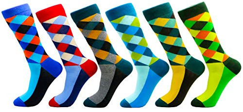 FATMINGO SOCKS  Best Value  Fun Colorful Crazy Crew Socks For Men  Mens Novelty Patterned Funny Design Dress Socks - Combed Cotton Casual Funky Socks Packs With Gift Box