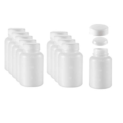 uxcell Plastic Lab Chemical Reagent Bottle 150ml5oz Wide Mouth Sample Sealing Liquid Storage Container 10pcs