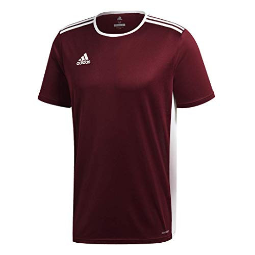 adidas Mens Entrada 18 AEROREADY Primegreen Regular Fit Soccer Short Sleeve Jersey MaroonWhite X-Large