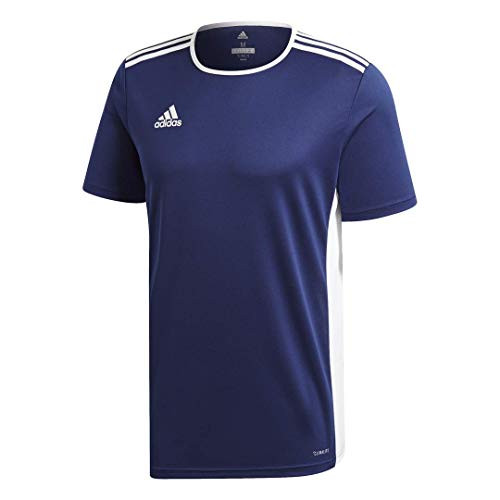 adidas Mens Entrada 18 AEROREADY Primegreen Regular Fit Soccer Short Sleeve Jersey Dark BlueWhite Large