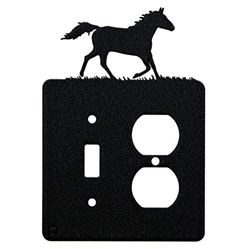 Running Horse Toggle Light Switch   Single Duplex Wall Plate Single Toggle with Power Black