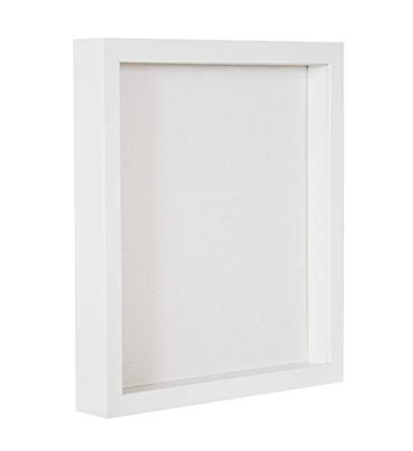 Display BoxShadow Box Frame Wood deep Depth with Linen Back Easy Hanging Perfect for Display Photos Medals Awards Tickets White 8x10