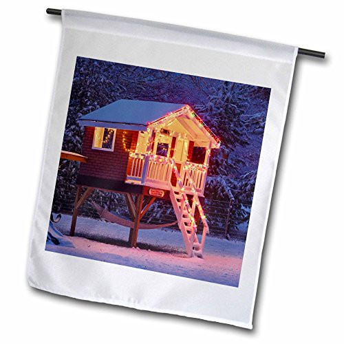 3dRose Playhouse in Winter Snow Louisville Kentucky - Adam Jones - Garden Flag 12 by 18