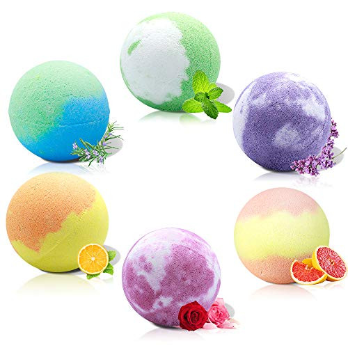 Bath Bombs 6Pcs Bath Bomb Gift Set with Natural Essential OilsHandmade Scented Spa Bath Fizzies Dry Skin Moisturize Perfect for Bubble Bath Spa Bath Gift for Kids Women Mom Girlfriend