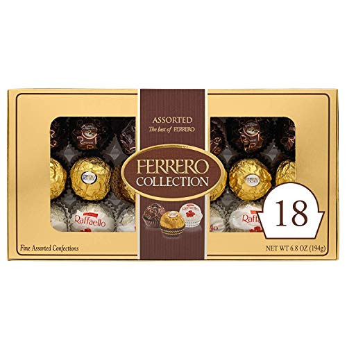 Ferrero Rocher Fine Hazelnut Milk Chocolates 18 Count Assorted Coconut Candy and Chocolate Collection Gift Box 6_8 oz