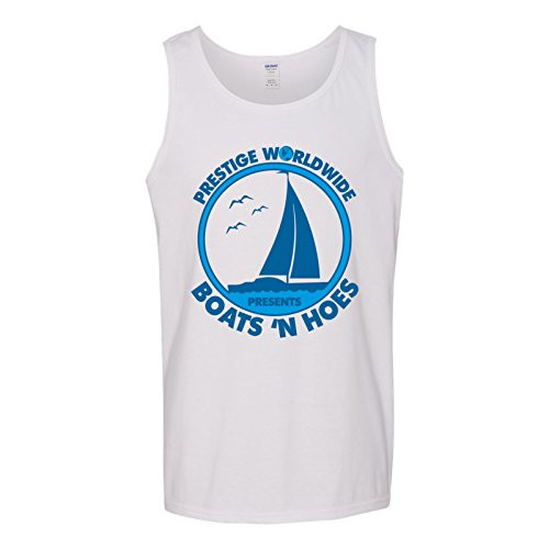 UGP Campus Apparel Prestige Worldwide Presents Boats n Hoes - Funny Summer Movie Tank Top - Large - White UGP Campus Apparel Prestige Worldwide Presents Boats n Hoes - Funny Summer Movie Tank Top - Large - White