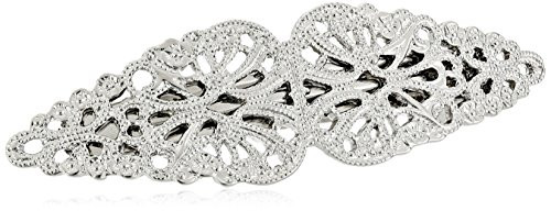 1928 Jewelry Hair Silver Tone Filigree Barrette