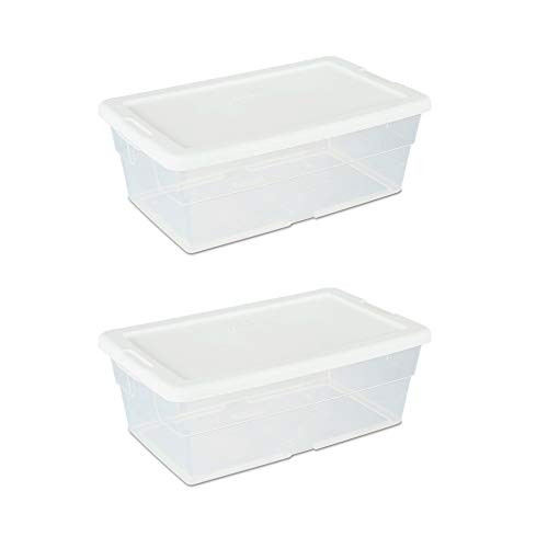 Sterilite 16428012 6 Quart5_7 Liter Storage Box White Lid with Clear Base Pack of 2