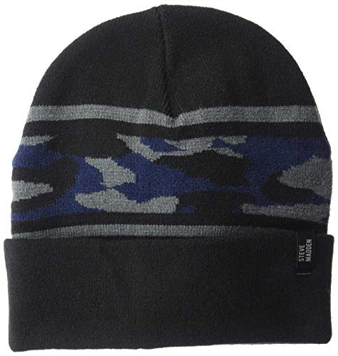 Steve Madden Mens High Profile Stripe Beanie Blue Camo One Size