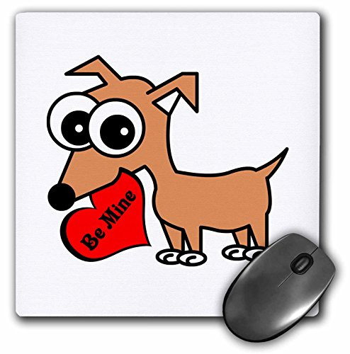 3dRose LLC 8 x 8 x 0.25 Inches Mouse Pad, Cute Dog Be Mine Heart Chihuahua (mp_6342_1)