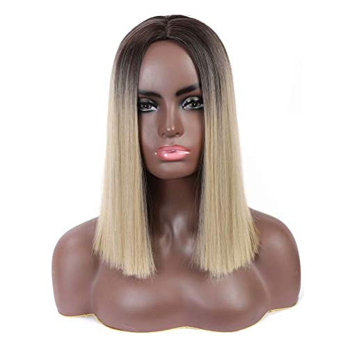 FEEL ME Synthetic Straight Hair Ombre Wigs Dark Brown Blonde Short Bob Wig for Black Women Synthetic Hair Wigs Full Machine Made Heat Resistant Fiber Straight Bob Wig 14 Inch Ombre Bob Wig FEEL ME Synthetic Straight Hair Ombre Wigs Dark Brown Blonde Short Bob Wig for Black Women Synthetic Hair Wigs Full Machine Made Heat Resistant Fiber Straight Bob Wig 14 Inch Ombre Bob Wig