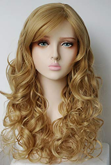 Blonde Curly Wigs Synthetic Fiber Wavy Curly Halloween Cosplay wigs for women adult Wavy Curly 24inches Long curly costume wig for Women 27 Blonde Curly Wigs Synthetic Fiber Wavy Curly Halloween Cosplay wigs for women adult Wavy Curly 24inches Long curly costume wig for Women 27