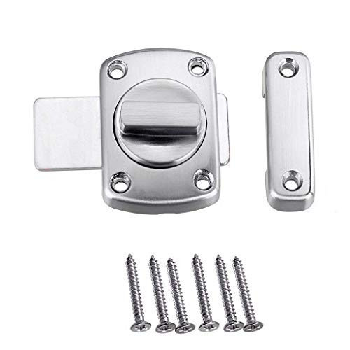 QIXIN Security Bolt Latch revolving Door Latch for Front Door Sliding Door Basement Door Dutch Door Bathroom Door Cabinet Furniture Window Brushed Finish Silver Security Lock Silver