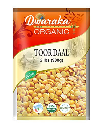 Dwaraka Organic Toor Dal Pigeon Pea Hulled Split Lentil USDA Organic 2 lbs  908 g