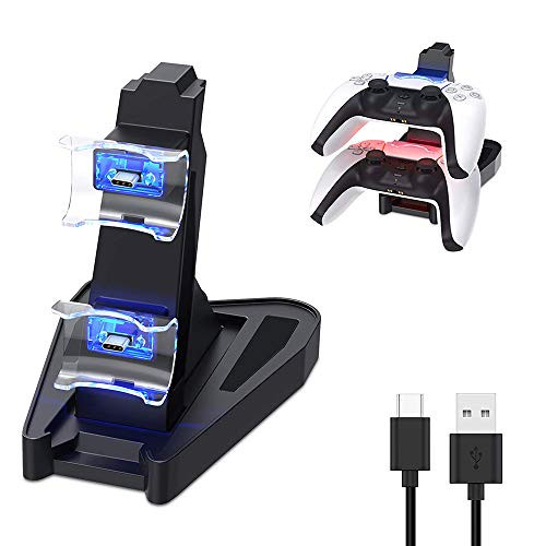 PS5 Controller Charger Zamia Playstation 5 Digital Edition DualSense Controller Charger Charging Docking Station Stand_Dual USB Fast Charging Station   LED Indicator for Sony PS5 Controller