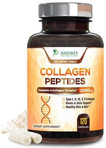 Collagen Capsules Multi Collagen Peptides 1000mg - Types 1 2 3 5 10 - Made in USA - High Absorption Hydrolyzed Collagen Protein Supplement for Hair Skin and Nails - 120 Capsules
