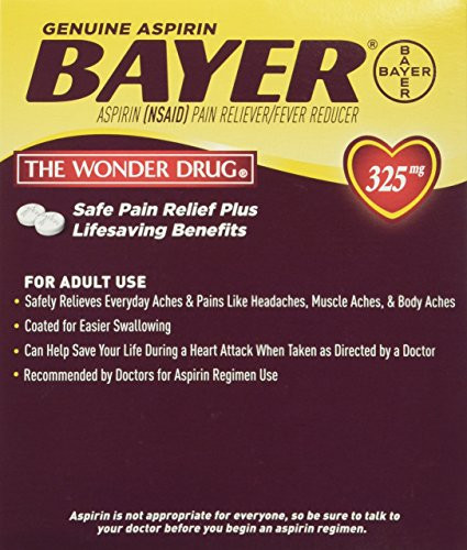 Bayer Aspirin Individual Sealed 2 Tablets in a Packet Pack of 50 Packets 100 Tablets Total-325mg