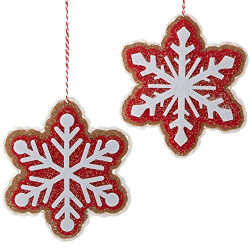 The Bridge Collection Felt Fabric Gingerbread Snowflake Ornaments Set of 2 Assorted