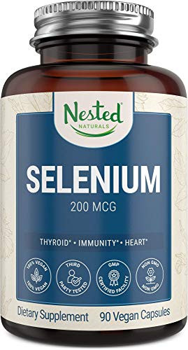 Selenium 200mcg for Thyroid Prostate and Heart Health  Vegan Pure   Yeast Free Selenomethionine  Immune System Function Supplement  High Absorption Essential Trace Mineral   Antioxidant