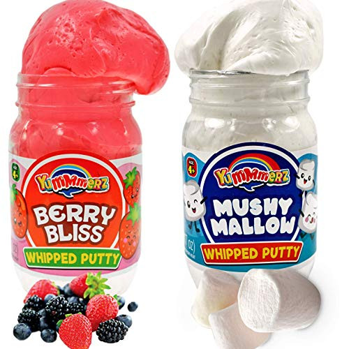 Cloud Putty Yummerz Scented Stress Relief Toys Therapy 1 Berry   1 Marshmallow Whipped Fluffy Slime Smelling Super Soft Cloud Slime Great Fidget Sensory Toys for Autistic Children BB-MM-5353-2p