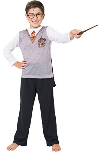Harry Potter Big Boys Harry Potter Gryffindor House Crest Wizard Uniform with Cape 3 Piece Costume Pajama Set Multi 14
