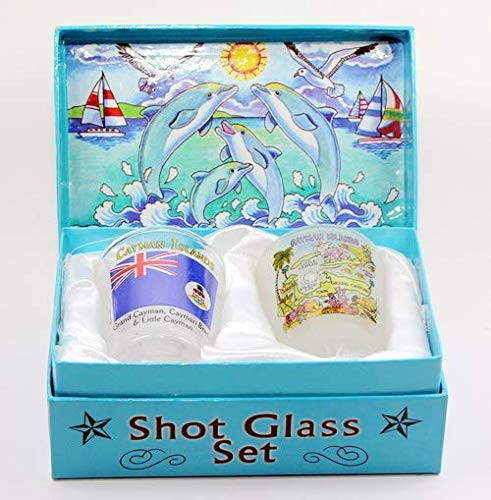 Cayman Islands Jumping Dolphins Boxed Shot Glass Set Set of 2