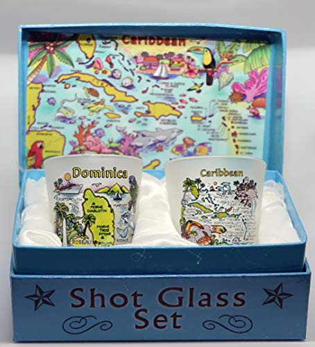 Dominica Caribbean Boxed Shot Glass Set Set of 2