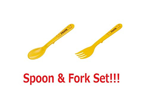 Skater Melamine Spoon & Fork Set!! SM5 & FM5 (Pikachu Face) Yellow