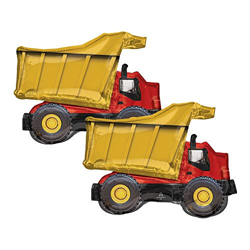 Set of 2 Construction Dump Truck 32 Foil Party Balloons